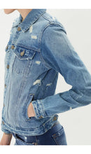 Load image into Gallery viewer, KanCan Distressed Denim Jacket
