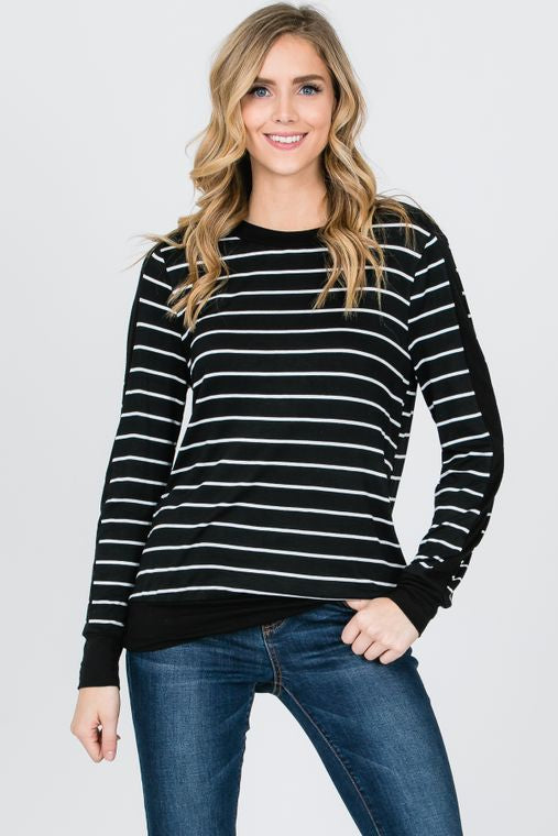 Striped Contrast Solid Panel Top