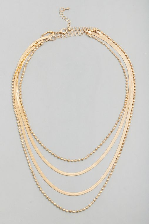 Layered Herringbone Chain Necklace