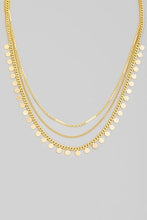 Load image into Gallery viewer, Dainty Triple Layered Chain Disc Necklace
