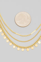 Load image into Gallery viewer, Dainty Triple Layered Chain Disc Necklace
