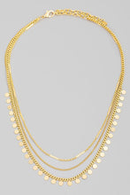 Load image into Gallery viewer, Dainty Triple Layered Chain Disc Necklace
