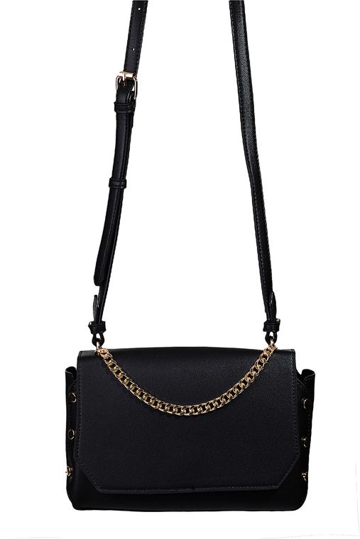 Faux Leather Chain Design Shoulder Bag